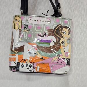 Rolfs Vintage 2004 Girly Girl Retro Shoe Shopping Colorful Cartoon Shoulder Bag